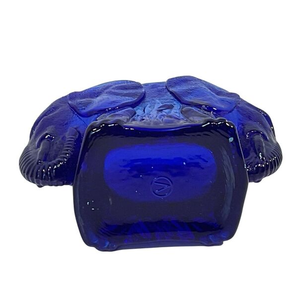 Summit Vogelson Double Elephant Glass Toothpick Holder Cobalt Blue Collectible - Picture 6 of 6